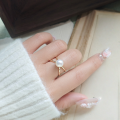 wholesale [Silver Plated] Dunli Jewelry 25 Spring New Collection Natural Pearl Three-Dimensional Crossover Open Ring, High-End Women's Ring-0-0