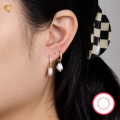 wholesale S925 Sterling Silver Imitation Pearl Diamond-Studded Ear Clips Drop Earrings Cross-Border Hot Purchase Fashion INS High-End Earrings-0-0