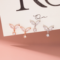 wholesale S925 Sterling Silver Zircon Single Diamond Leaf Earrings, Korean Style Minimalist Ins Fashion Women's Ear Accessories M05398-Silver 925 silver