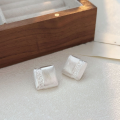 wholesale S925 sterling silver brushed square stud earrings for women, Japanese and Korean new fashion minimalist geometric earrings with a premium feel-0-2