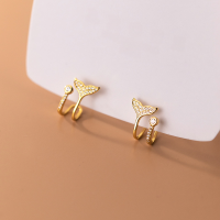 wholesale S925 silver Korean-style diamond-inlaid whale tail double-layer earrings for one ear piercing G7499-S925 silver pair silver model 925 silver