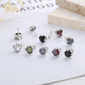 wholesale S925 Sterling Silver Korean-style Zircon Candy Color Crown Base Design Literary and Artistic Minimalist Stud Earrings-0-0