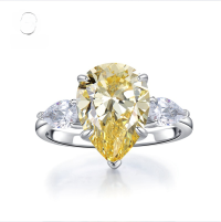 wholesale 925 Silver Women's 10*14 Teardrop Pear-Shaped Engagement Ring, Teardrop Diamond Ring Jewelry Band by Mu Jing Jewelry-R083 Pink Diamond No. 6