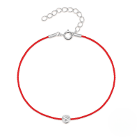 wholesale S925 Sterling Silver Single Zircon Red String Bracelet For Women, Viral Tiktok Good Luck Jewelry-Platinum 925 silver