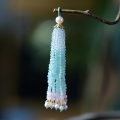 wholesale Metal material natural pearl southern red blue apatite chalcedony opal crystal tassel handmade DIY accessories pendant new product-0-2