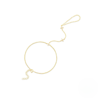 wholesale S925 Sterling Silver Zircon Flower Four-leaf Clover Forest Style Multi-layer Stackable Bracelet-Gold 925 silver