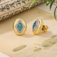 wholesale S925 gold-plated silver with Buccellati, featuring a medieval-style opal ring, necklace, and earring set from-Medieval opal necklace