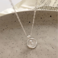 wholesale S925 Sterling Silver Rose Flower Round Pendant Necklace, Artistic Vintage Minimalist Design Necklace Y01189-0-1