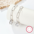 wholesale S925 Sterling Silver Women's Double Hoop Beaded Earrings Minimalist Smooth High-End Round Bead Earrings Cross-Border Best-Seller-0-2