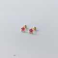 wholesale S925 silver colorful five-pointed star ear studs, ear cartilage piercings with diamond inlay, star light beads, and threaded earrings M01161-0-10