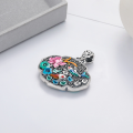 wholesale S990 Silver Retro Ethnic Style Resin Enamel Hollow-out Lotus Koi Pattern Versatile Pendant for Women-0-1