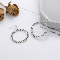 wholesale S925 Sterling Silver European and American Cross-Border Minimalist Style Chain Design Hard Circle Individuality Creative Trendy Earrings-YFR222/approx. 4.8g 925 silver