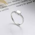 wholesale S925 Sterling Silver Korean Style Square Geometric Irregular Open Ring with Twisted Rope Design-0-2