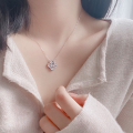 wholesale S925 Sterling Silver Four-Leaf Clover Crushed Ice Pendant Necklace for Women, Ins Style Versatile High-End Sense Collarbone Chain Wholesale-0-1