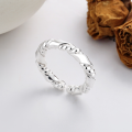wholesale S925 Sterling Silver Reversible Twist Knot Open Ring, Korean Style Versatile Minimalist Design Plain Loop-0-0