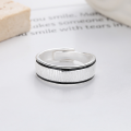 wholesale S925 Sterling Silver Resin Black Edge Irregular Vein Ring, Fashion Commute Versatile Style Elegant Temperament Band-0-1