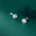wholesale S925 Silver Nalan Forest-style Minimalist Elegant Openwork Rose Earrings for Women, Unique Spiral Ear Jewelry G9504-0-2