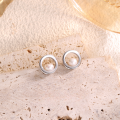 wholesale S925 Silver Freshwater Pearl Earrings for Women, Natural Pearls, Minimalist Ear Studs, Ins Style, Niche Design, Light Luxury Jewelry-0-2