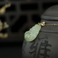 wholesale AU750 18K gold and Hetian jade green jade Buddha pendant for women, with certificate, set with natural big-belly smiling Maitreya jade Buddha-0-1