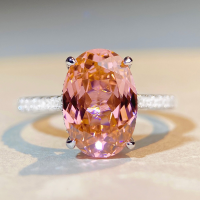 wholesale S925 Sterling Silver Padparadscha Pink 6 Carat Diamond Cocktail Ring Full Diamond-Pink Diamond-CBJZ120 No. 6