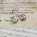 wholesale S925 Silver Minimalist Heart-Shaped Letter Stud Earrings, Fashionable and Niche for Commuting-0-5