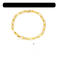 wholesale Metal: S925 Sterling Silver, 14K Gold Plated Paper Clip Bracelet 45*12, Viral INS Style-0-2