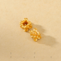 wholesale Metal: S925 ancient method silver gold-plated Engraved four-sided small floral square spacer bead for DIY handmade beading and braided bracelets-0-5