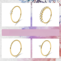 wholesale S925 Sterling Silver Plated with Moissanite Fine Gold Dawn Series Small Ring Cross-Border Textured Ring-Small Moissanite Ring 1 US size 7 (Domestic size 15)