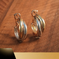 wholesale 18K Gold Three-Tone Gold Earrings, Elegant and Sophisticated, Petite and Sweet, Minimalist Small Ear Clasps, Fashionable and Lightly Luxurious Niche Design-0-0