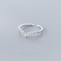 wholesale S925 silver Nalan women's diamond-encrusted V-shaped simple and elegant pearl open ring J6470-0-3
