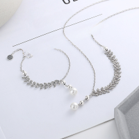 wholesale S925 Sterling Silver Retro Korean-style Wheat Grain Pearl Tassel Pendant French Literary Chic Versatile Necklace-YL386 bracelet approx. 4.9g  925 silver