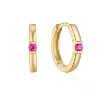 wholesale S925 Sterling Silver Classic Single Zircon Ear Cuff, Minimalist Polished Earring, Popular On Ins-Gold-Rose Red Diamond 925 Silver