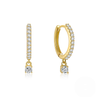 wholesale S925 Sterling Silver Four-prong Zircon Hoop Earrings, Classic Cross-border Hot-selling Ins Style-Gold 925 silver