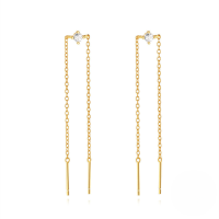 wholesale S925 Sterling Silver Exquisite Flower Tassel Chain Earrings With Korean-style Small Zircon And Pearl Accents-Gold#5 925 silver