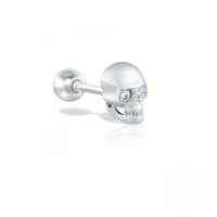 wholesale S925 Sterling Silver Single Skull Zircon Piercing Threaded Ear Stud, Fashionable And Creative Ins Ear Cuff-Single platinum