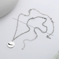 wholesale S925 Sterling Silver Retro Vintage Street Sport Style Hook Pattern Round Pendant with Side Chain Necklace-0-1