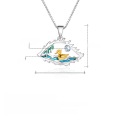 wholesale Designer-style high-end gemstone pendant "Lake in the Eyes" S925 silver enamel natural topaz necklace pendant-0-0