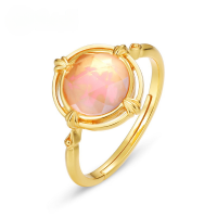 wholesale 925 Silver Spring New Pink Enamel Bird-shaped Geometric Silver Ring Japanese Light Luxury Flying Bird Ring-Rose Quartz Adjustable opening