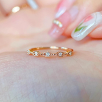 wholesale S925 Sterling Silver Red Moissanite Gemstone Couple's Ring for Women, Fashion Commute Personality Light Luxury-BZ0276-Rose Gold US Size 9