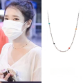 wholesale S925 Sterling Silver Hold Constant IU Same Style Rainbow Bead Necklace for Women, Summer Small Design Korean Beaded New Collarbone Chain-0-2