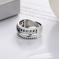wholesale S925 Sterling Silver Heavy Work Geometric Twisted Ring Adjustable Index Finger Ring Live Stream Supply-0-2
