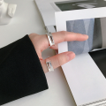 wholesale S925 Sterling Silver JL129 Korean Style INS Minimalist Geometric Square Smooth Surface Open Adjustable Ring for Women-0-2