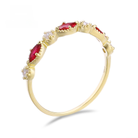 wholesale 9K Gold Marquise Natural Ruby Ring for Women, Japanese and Korean Style Light Jewelry, Simple and Versatile New Ring-Light Luxury Ruby Ring Size 13