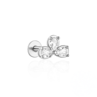 wholesale 925 Sterling Silver Bow Triangle Zircon Flat Head Ear Bone Piercing Stud Earrings-Single platinum #2