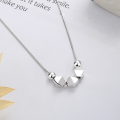 wholesale S925 Sterling Silver Snake Chain with Spacer Beads and Crushed Silver Pendant, Daily Korean Ins Style Design Versatile Collarbone Necklace-0-1