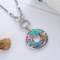 wholesale S990 Sterling Silver Retro Ethnic Style Resin Enamel Lotus Flower Pod Koi Fish Back Heart Sutra DIY Pendant-0-3