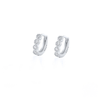 wholesale S925 Sterling Silver Circle With Zircons, Minimalist Ins Style Ear Clasp, Amazon Hot-selling Light Luxury Earrings-Platinum-6MM