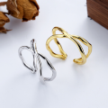 wholesale S925 Sterling Silver Irregular Fashion Double-Layer Braided Cross Open Ring Ins Trendy Ring for Women-0-0
