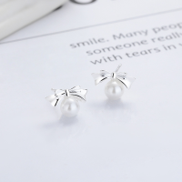 wholesale S925 Sterling Silver Korean Style Bow Pearl Fresh Sweet Unique Design Small Niche Versatile Earrings-YR437/approx. 1.5g 925 silver