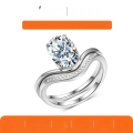 wholesale S925 Silver Set Oval Moissanite Ring Combination Standalone Store Best-Seller Fashion Classic Style Iridescent Sparkle-0-0